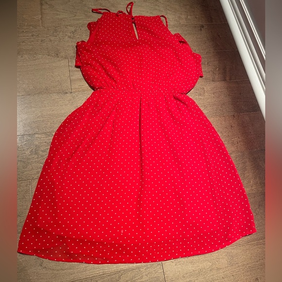 Monteau size small red and white polka dot dress - Picture 2 of 7